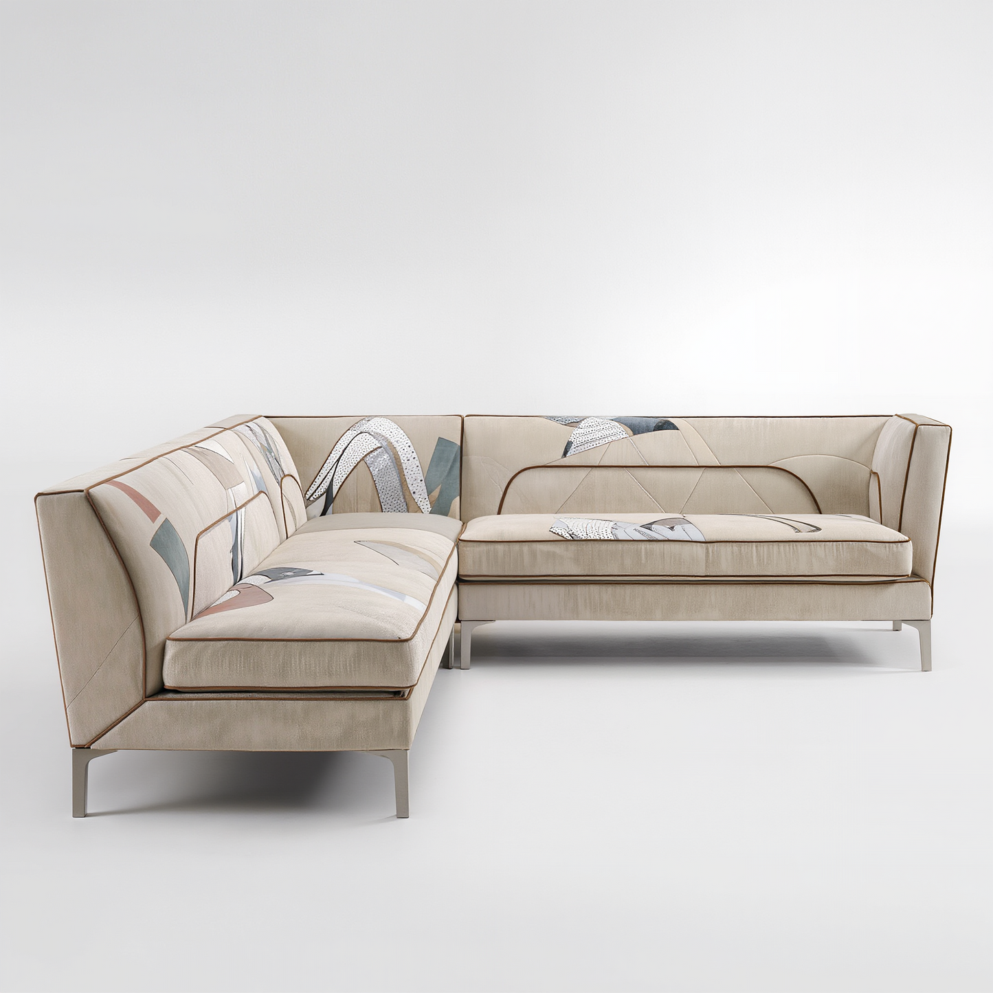 Abstract Patchwork L-Shaped Sectional Sofa