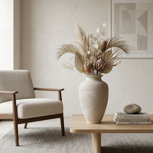 Minimalist Etched Ceramic Vase