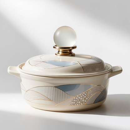 Art Deco-Inspired Ceramic Casserole Dish