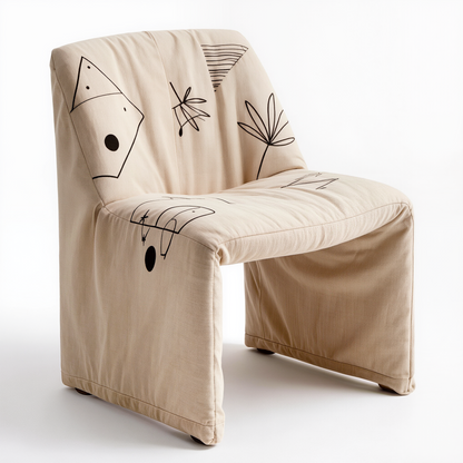 Abstract Sketch Print Slipcover Chair