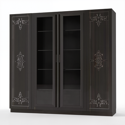 Dark Wood Ornate Display Cabinet