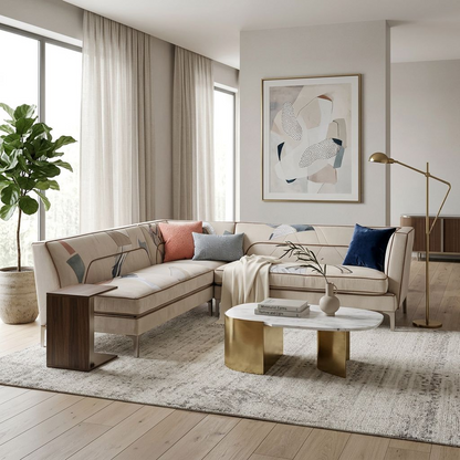 Abstract Patchwork L-Shaped Sectional Sofa