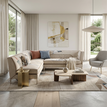 Abstract Patchwork L-Shaped Sectional Sofa