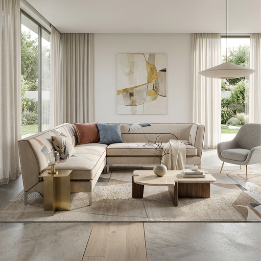 Abstract Patchwork L-Shaped Sectional Sofa