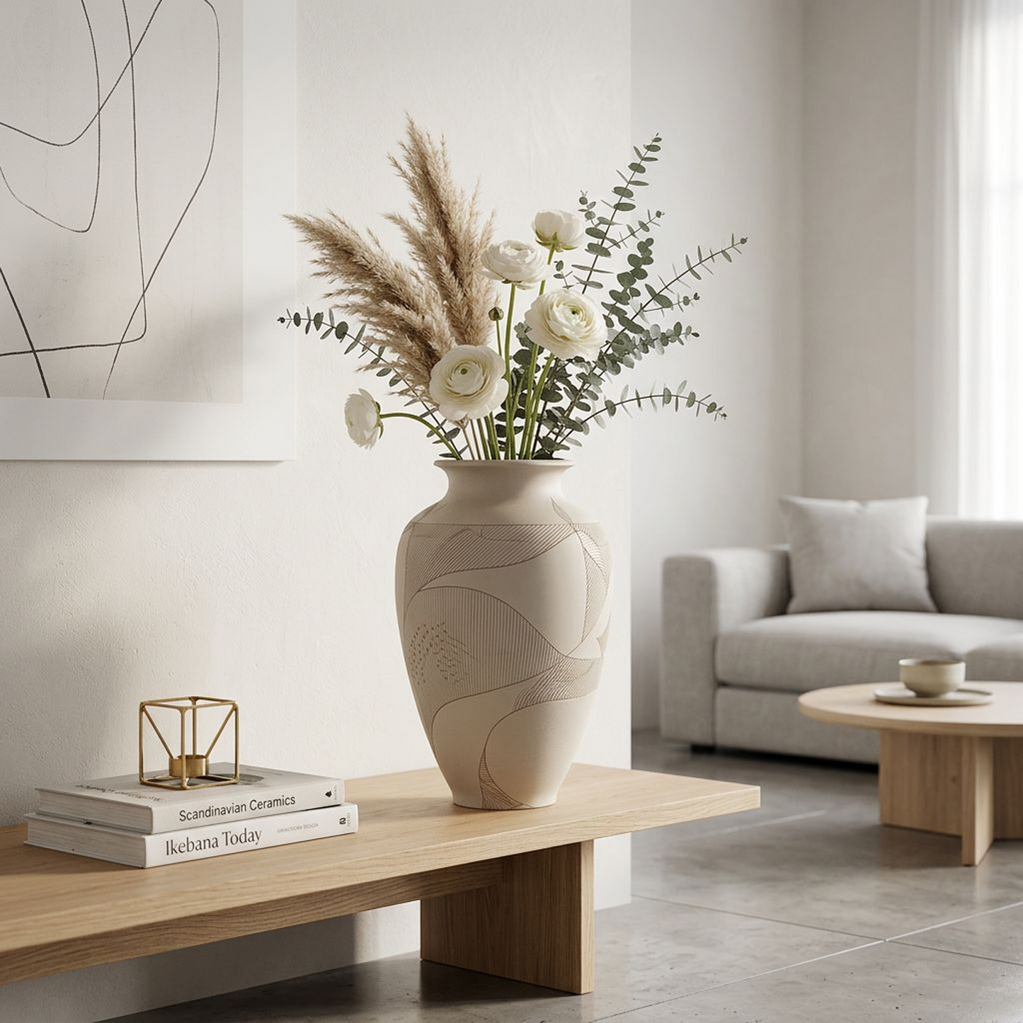 Minimalist Etched Ceramic Vase