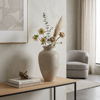 Minimalist Etched Ceramic Vase