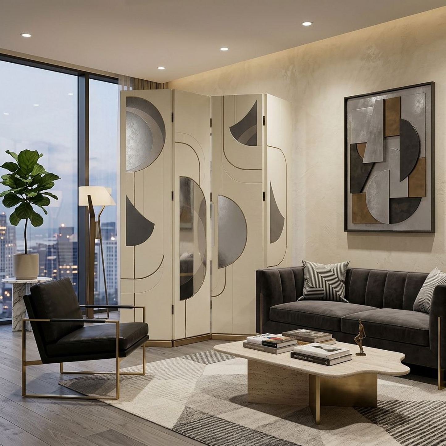 Art Deco-Inspired Folding Room Divider