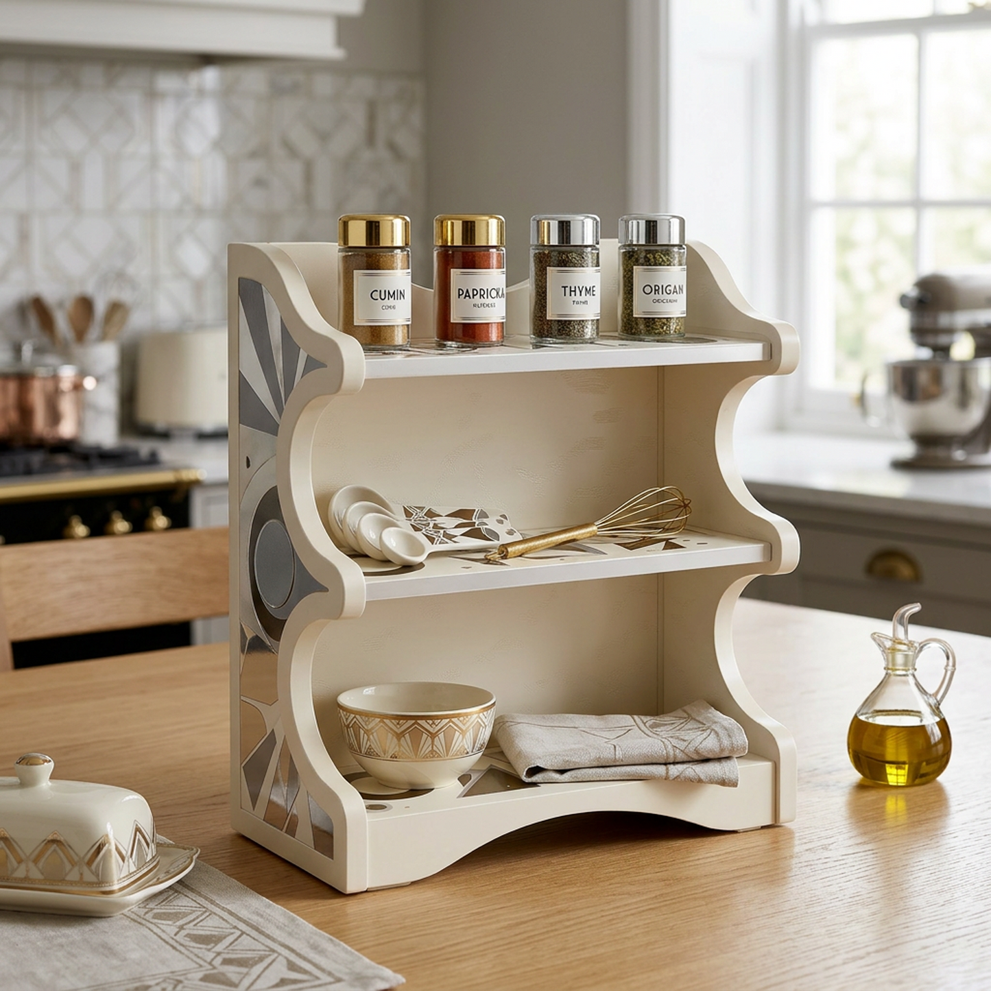 Art Deco-Inspired Curved Wall Shelf