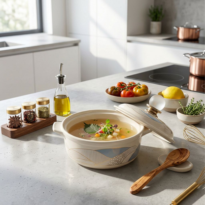 Art Deco-Inspired Ceramic Casserole Dish