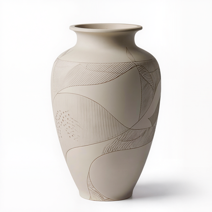 Minimalist Etched Ceramic Vase