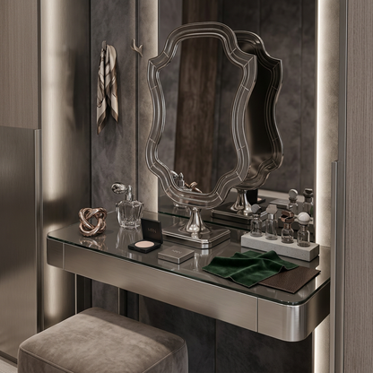 Ornate Silver Tabletop Mirror