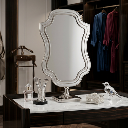 Ornate Silver Tabletop Mirror