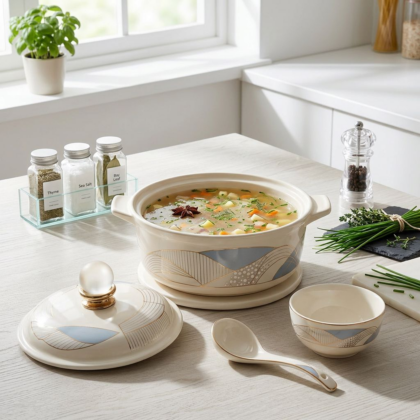 Art Deco-Inspired Ceramic Casserole Dish