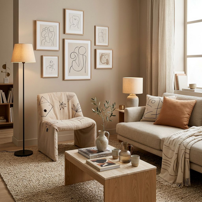 Abstract Sketch Print Slipcover Chair