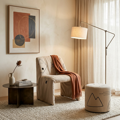 Abstract Sketch Print Slipcover Chair